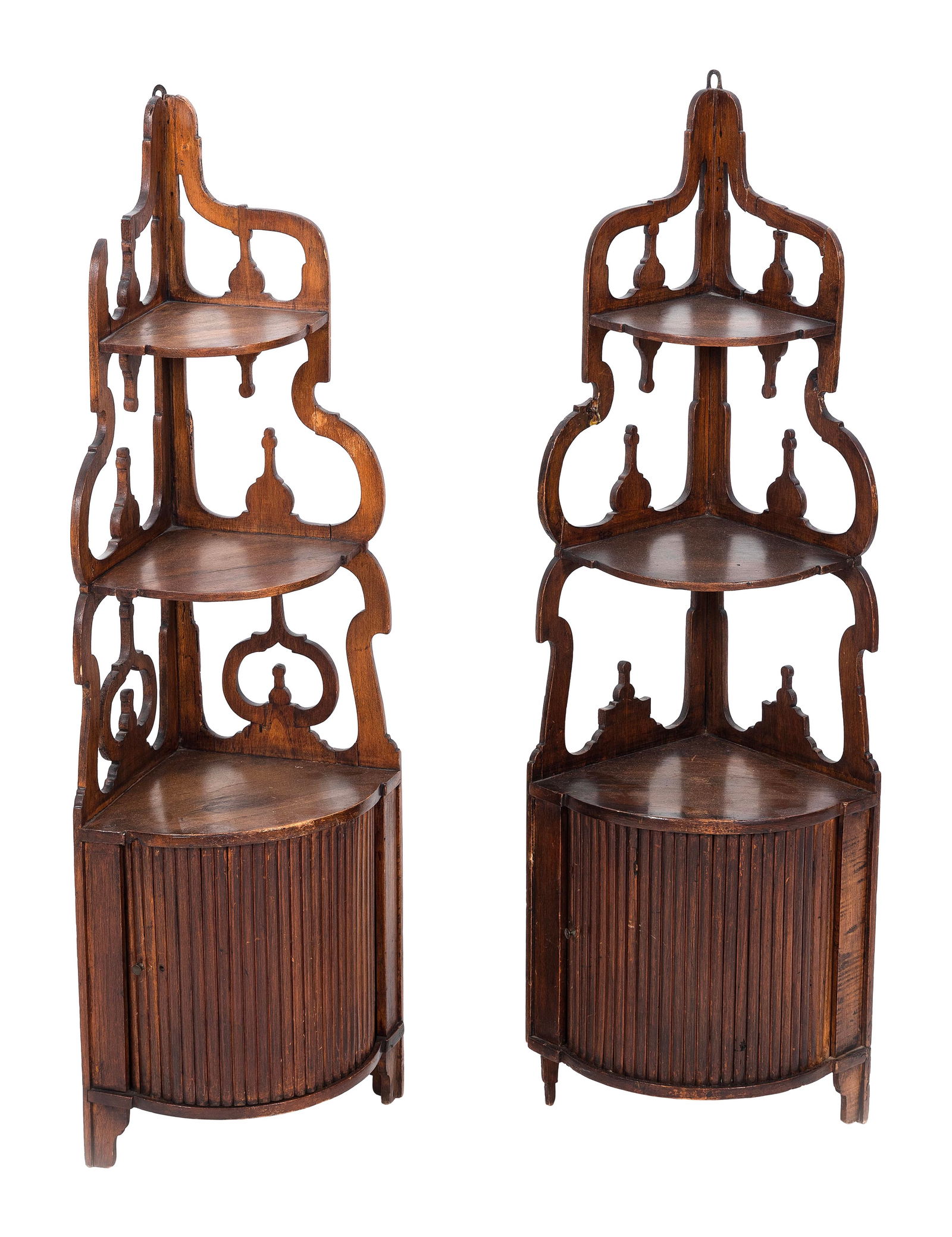 PAIR OF CORNER WHATNOT STANDS Late 19th Century Heights 37". Take a 9" corner. (1 of 1)