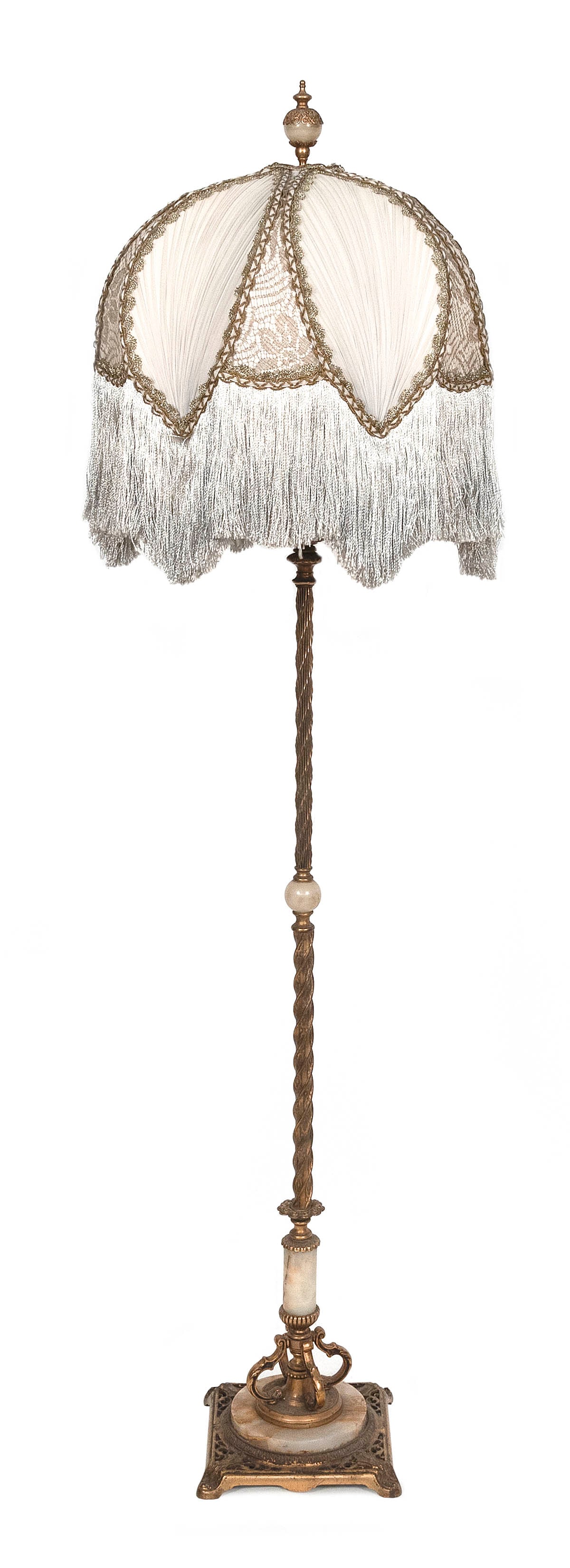 BRASS AND ALABASTER FLOOR LAMP 20th Century Height 69". (1 of 2)