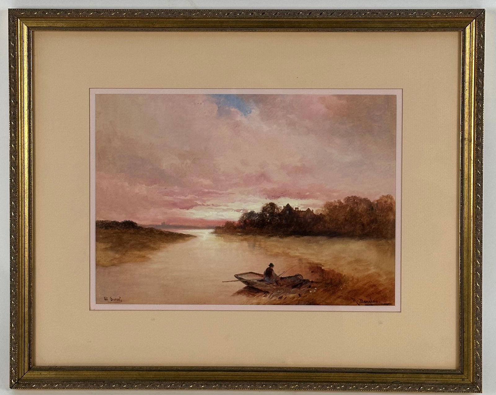 ROSE DOUGLAS (United Kingdom, active 1893-1898), "At Sunset"., Watercolor on paper, 9.75" x 13". (1 of 1)