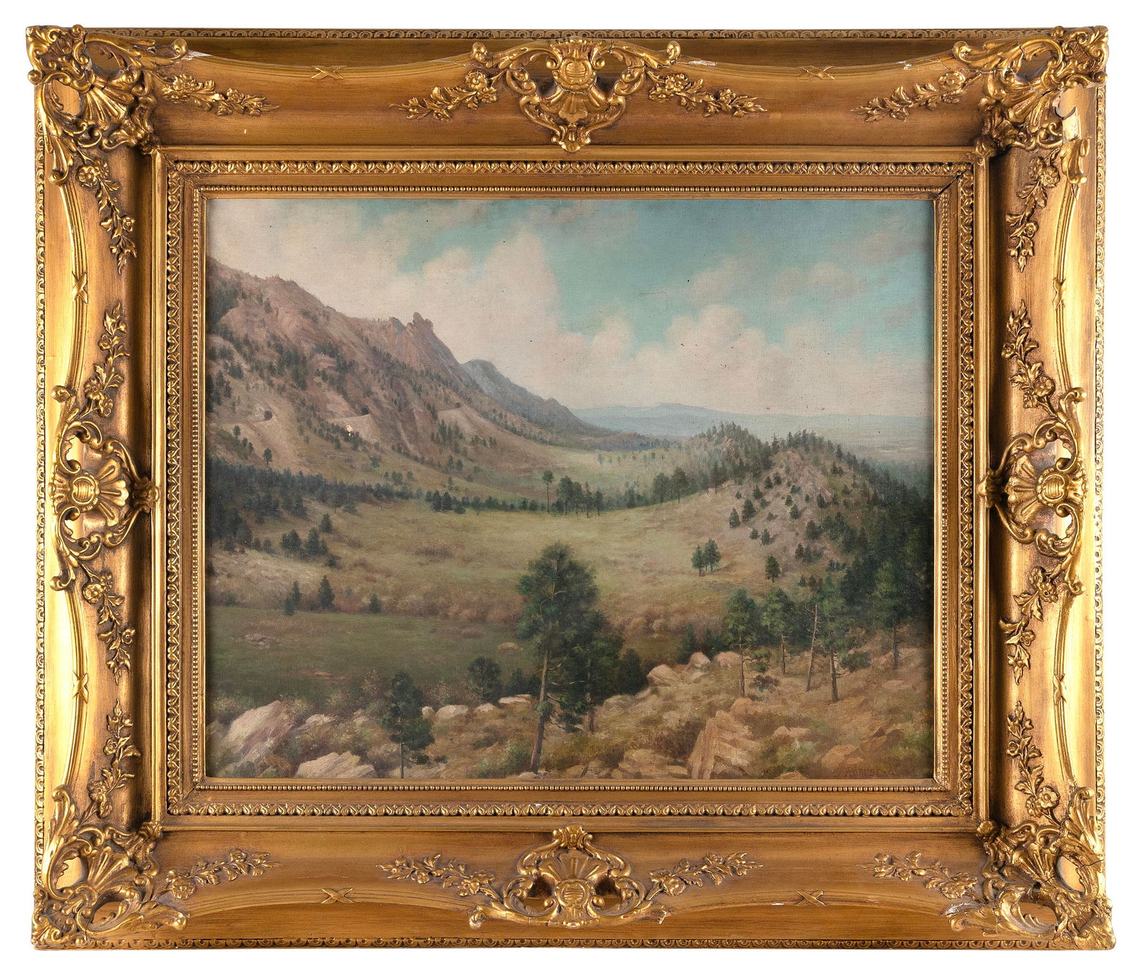 AMERICAN SCHOOL (Late 19th Century,), Landscape., Oil on canvas, 27" x 34". Framed 41.5" x 48". (1 of 2)