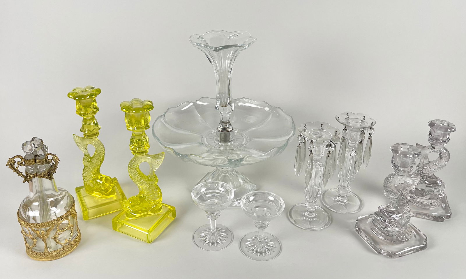 TEN PIECES OF GLASS 20th Century Heights to 15.5". (1 of 7)