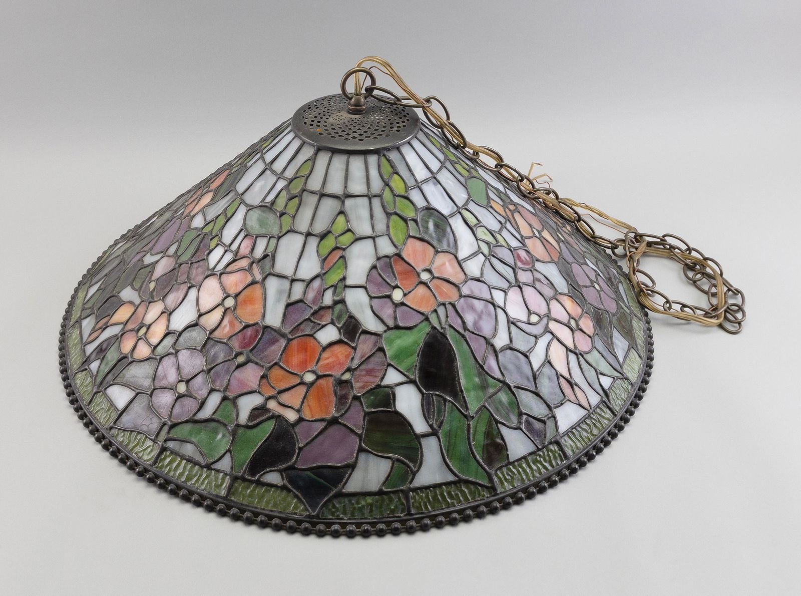 STAINED GLASS HANGING LAMP Contemporary Diameter 25". (1 of 2)