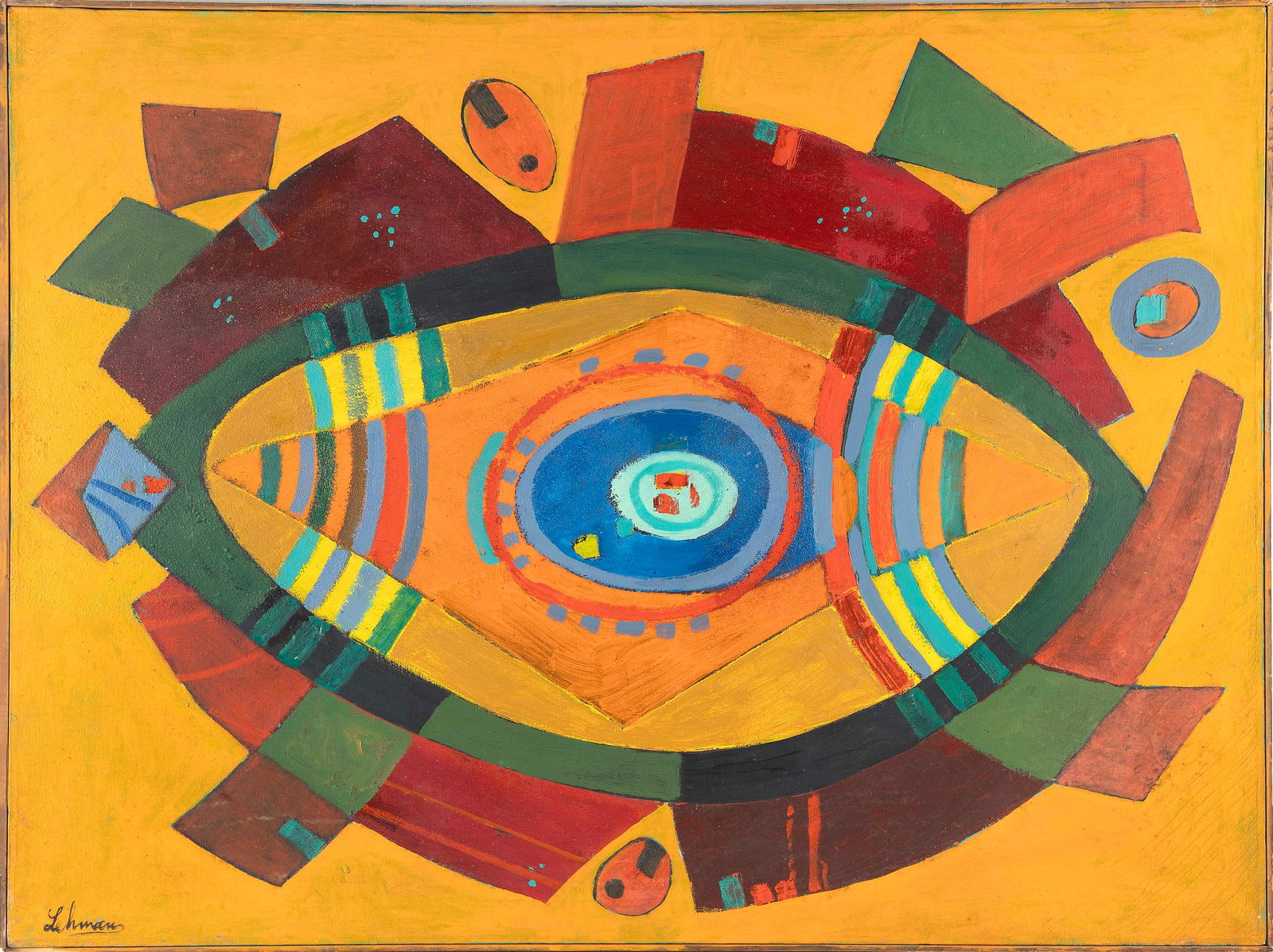 IRVING GEORGE LEHMAN (New York/Russian Federation, 1900-1983), "Pisces (The Fish)"., Oil on canvas, (1 of 2)