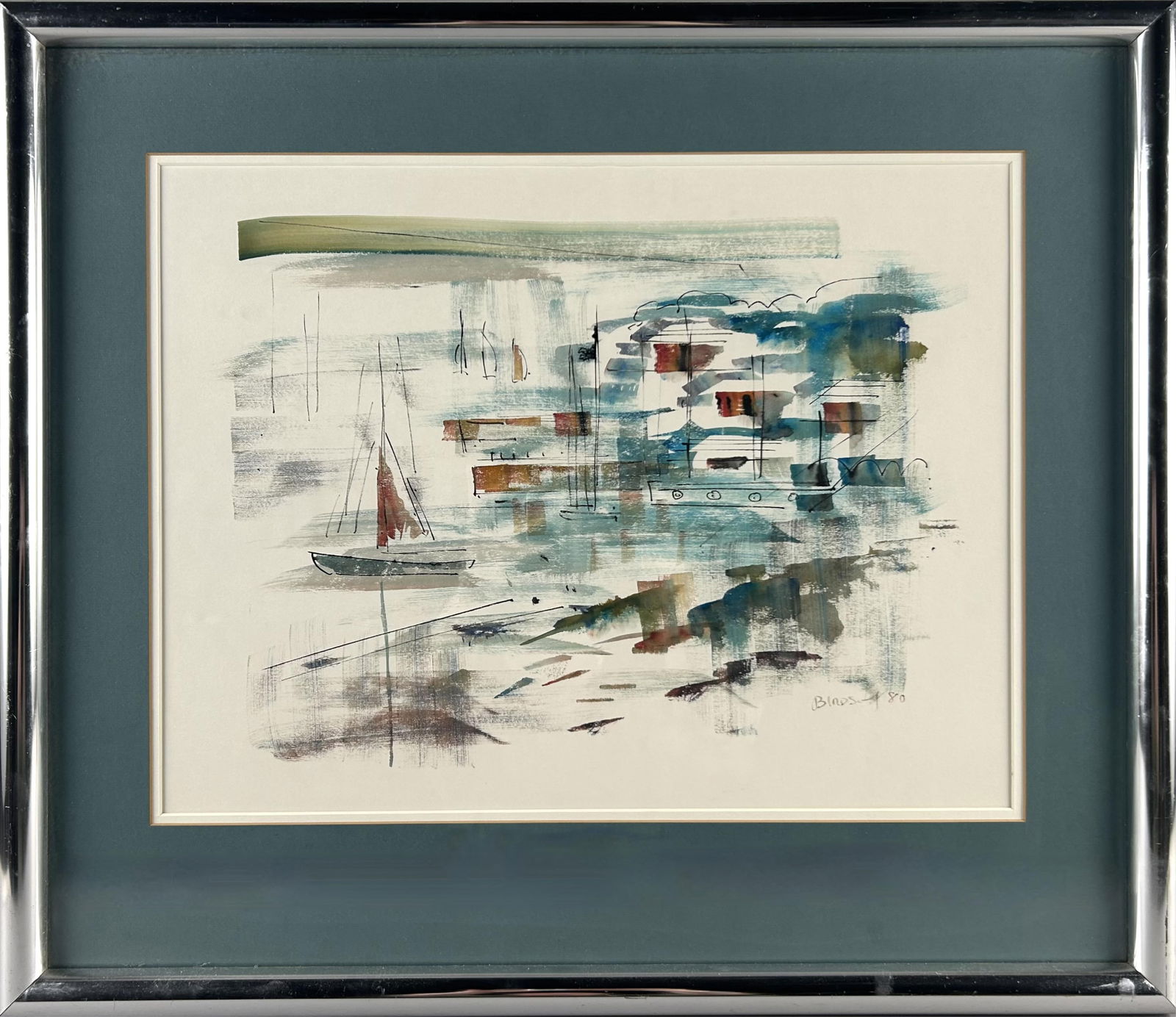 ALFRED BIRDSEY (Bermuda, 1912-1996), Harbor scene., Watercolor on paper, 16" x 21". Framed 25" x (1 of 3)