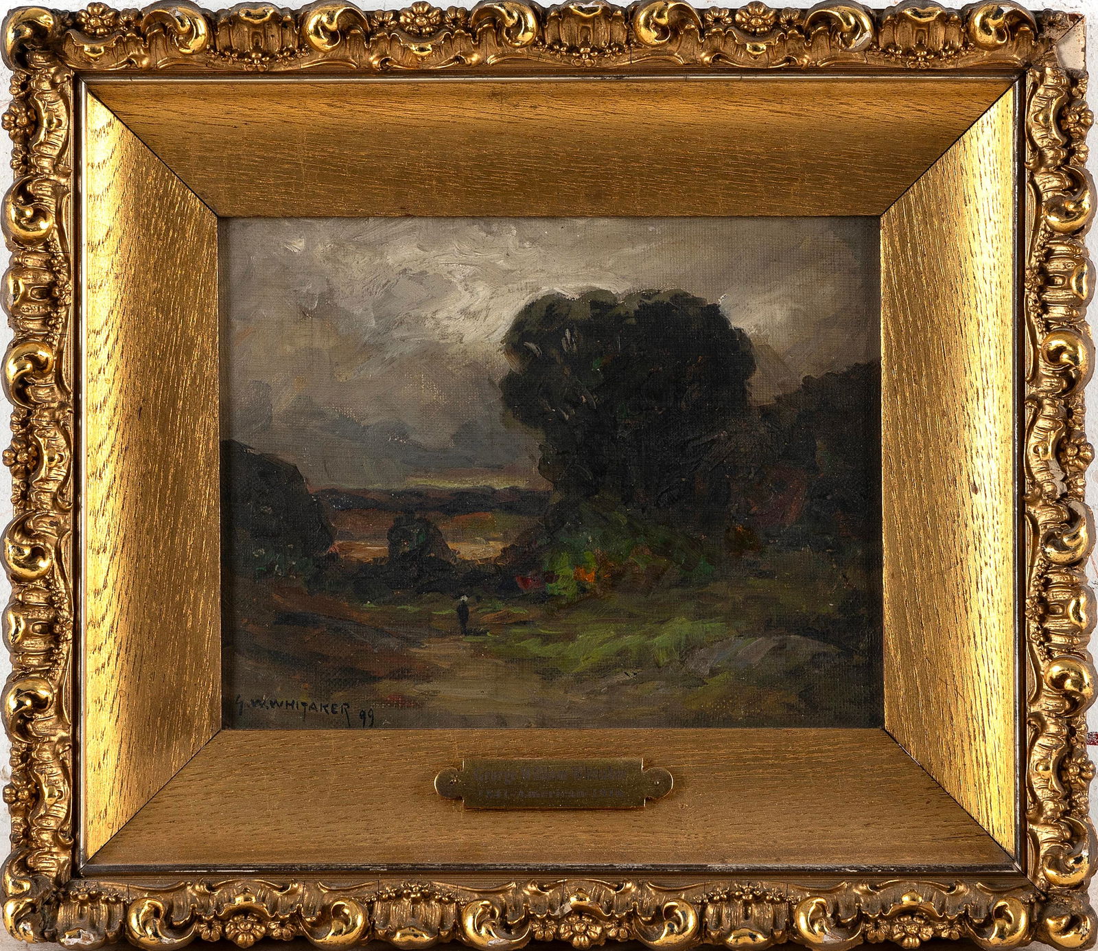 GEORGE WILLIAM WHITAKER (Rhode Island/New York/Massachusetts, 1841-1916), Figure in a country (1 of 2)