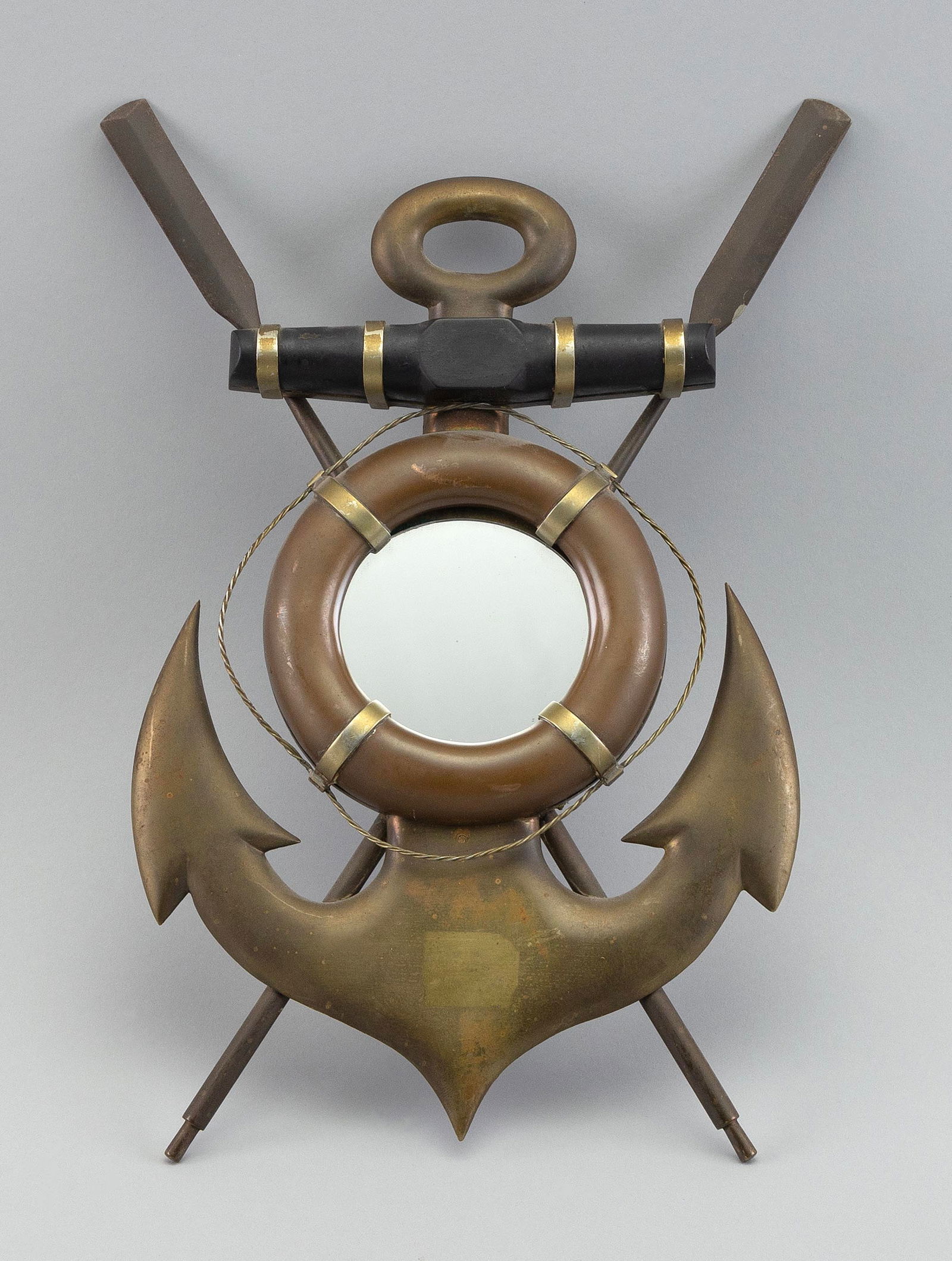 NAUTICAL MOTIF MIRROR Early 20th Century Height 11.5". (1 of 2)