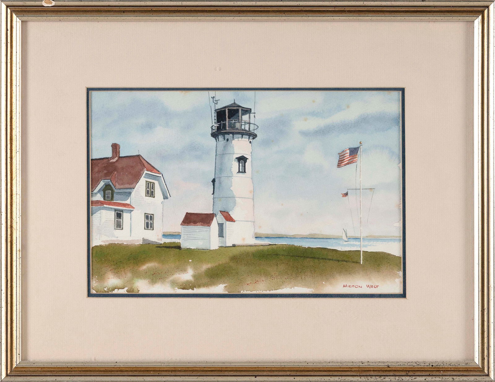 MILTON H. WELT (Massachusetts, 1914-2011), Chatham Light., Watercolor on paper, 7" x 10.75" sight. (1 of 2)