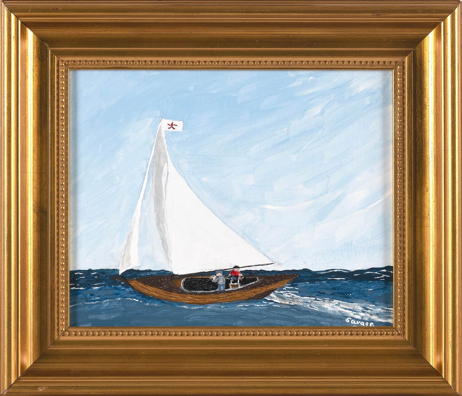 ROBERT SAVAGE (Massachusetts, 1951-), "'Sailing', after Hopper"., Acrylic on canvas board, 8" x 10". (1 of 2)