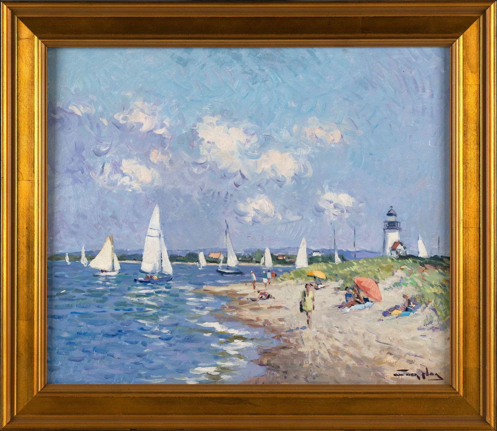 NIEK VAN DER PLAS (The Netherlands, 1954-), Brant Point, Nantucket., Oil on board, 15" x 18". Framed (1 of 2)