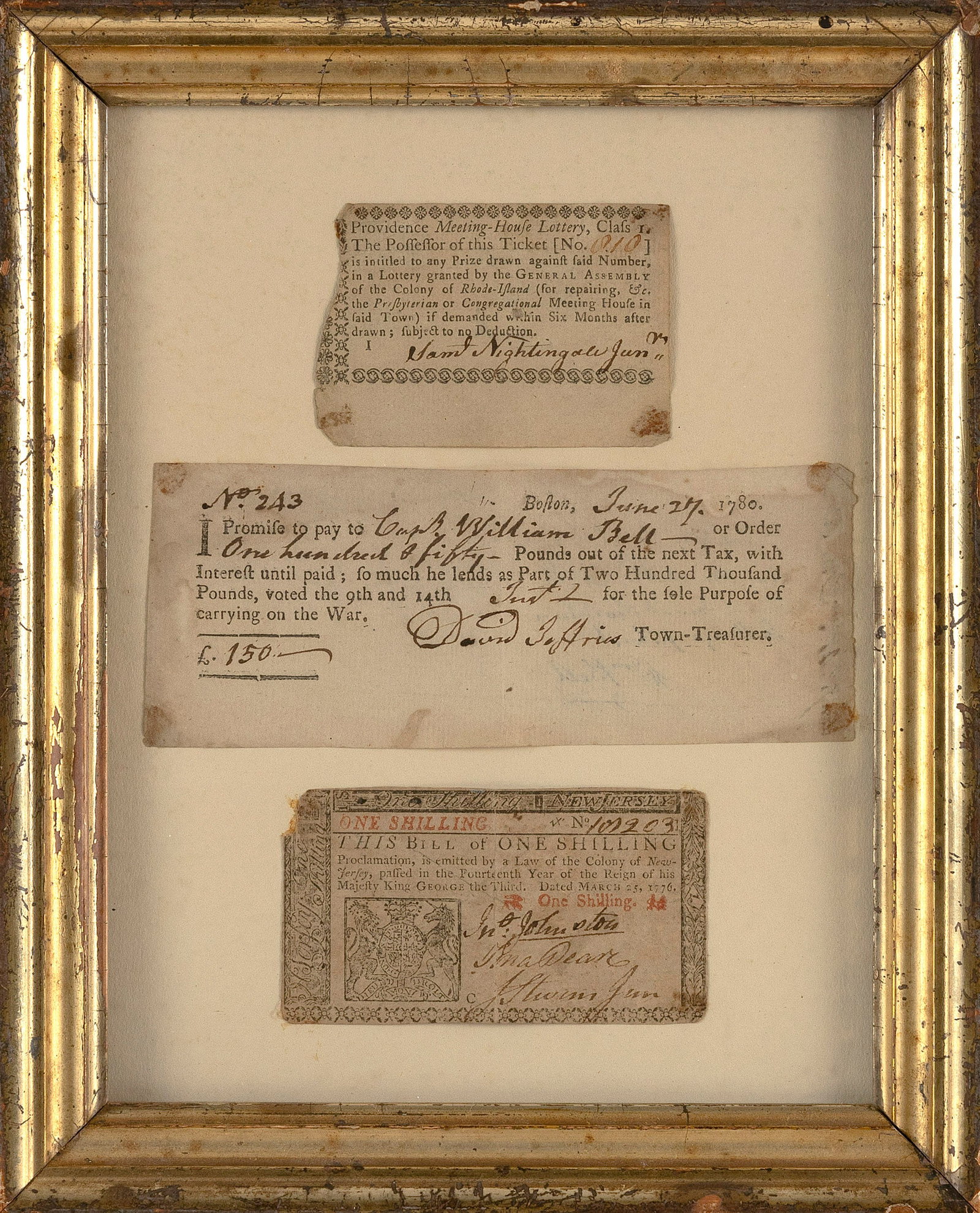 THREE CONTINENTAL PAPERS 18th Century Framed 11" x 9". (1 of 2)