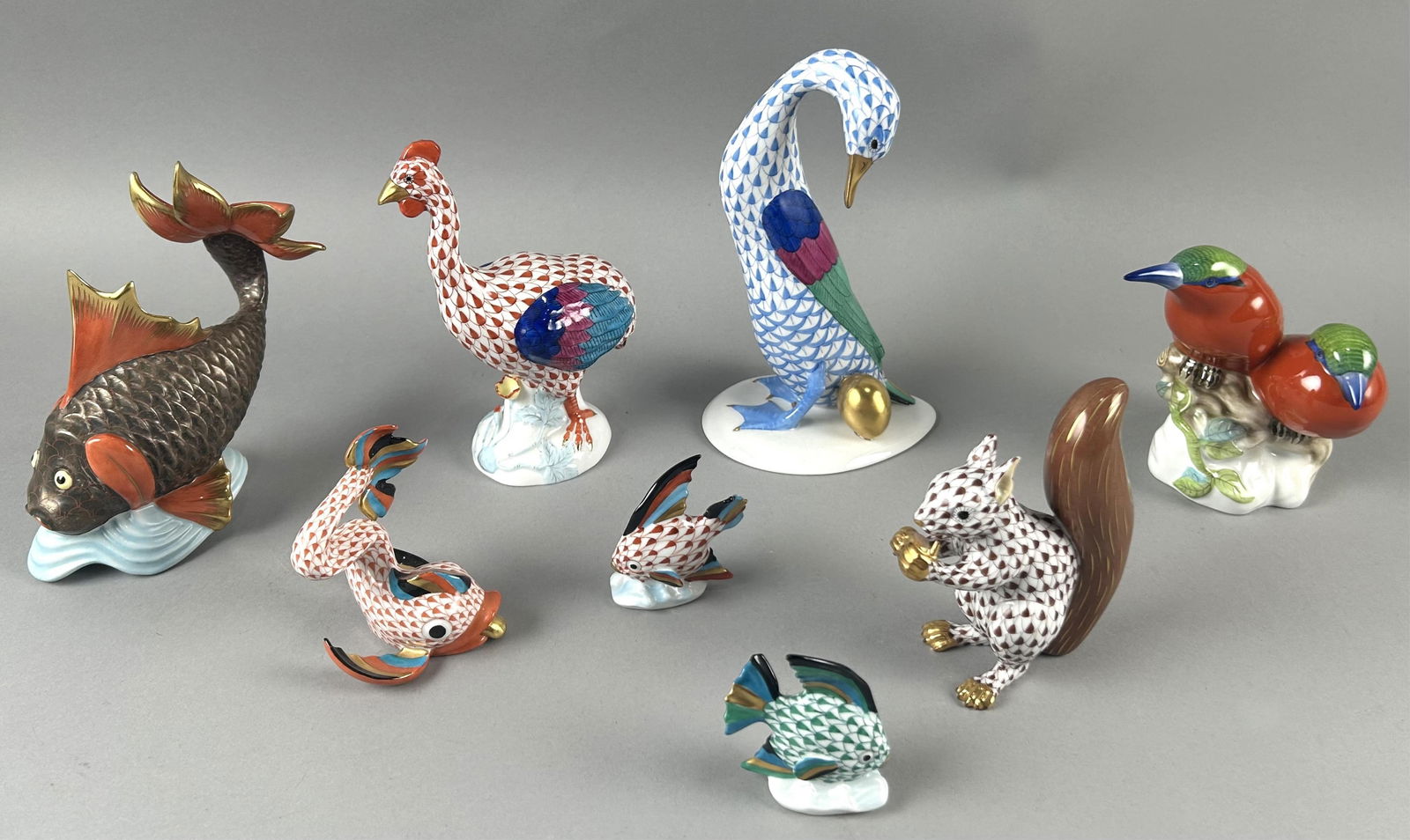 EIGHT HEREND PORCELAIN FIGURES 20th Century Heights from 2.25" to 7.25". (1 of 6)