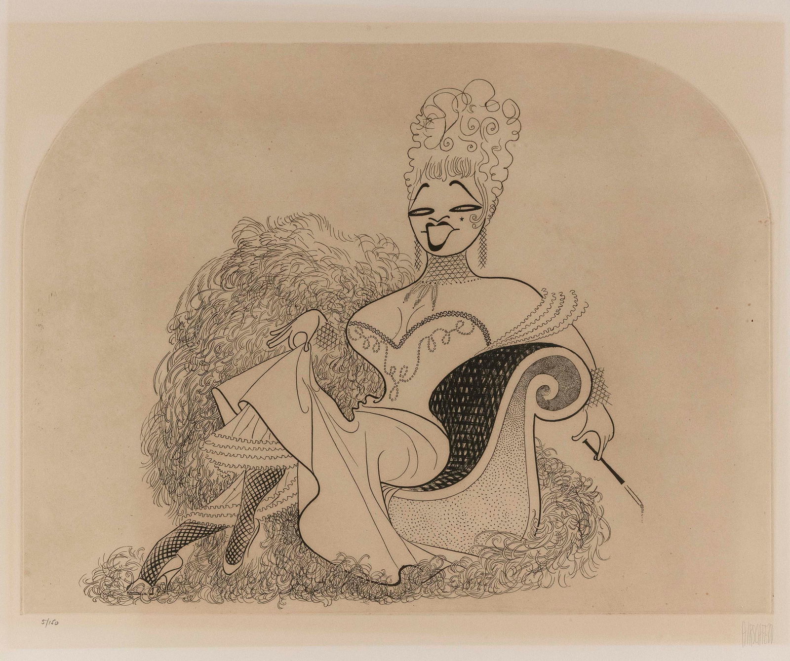 ALBERT HIRSCHFELD (New York/Missouri, 1903-2003), Mae West, 1974., Etching, 14.5" x 19.25". Framed (1 of 3)