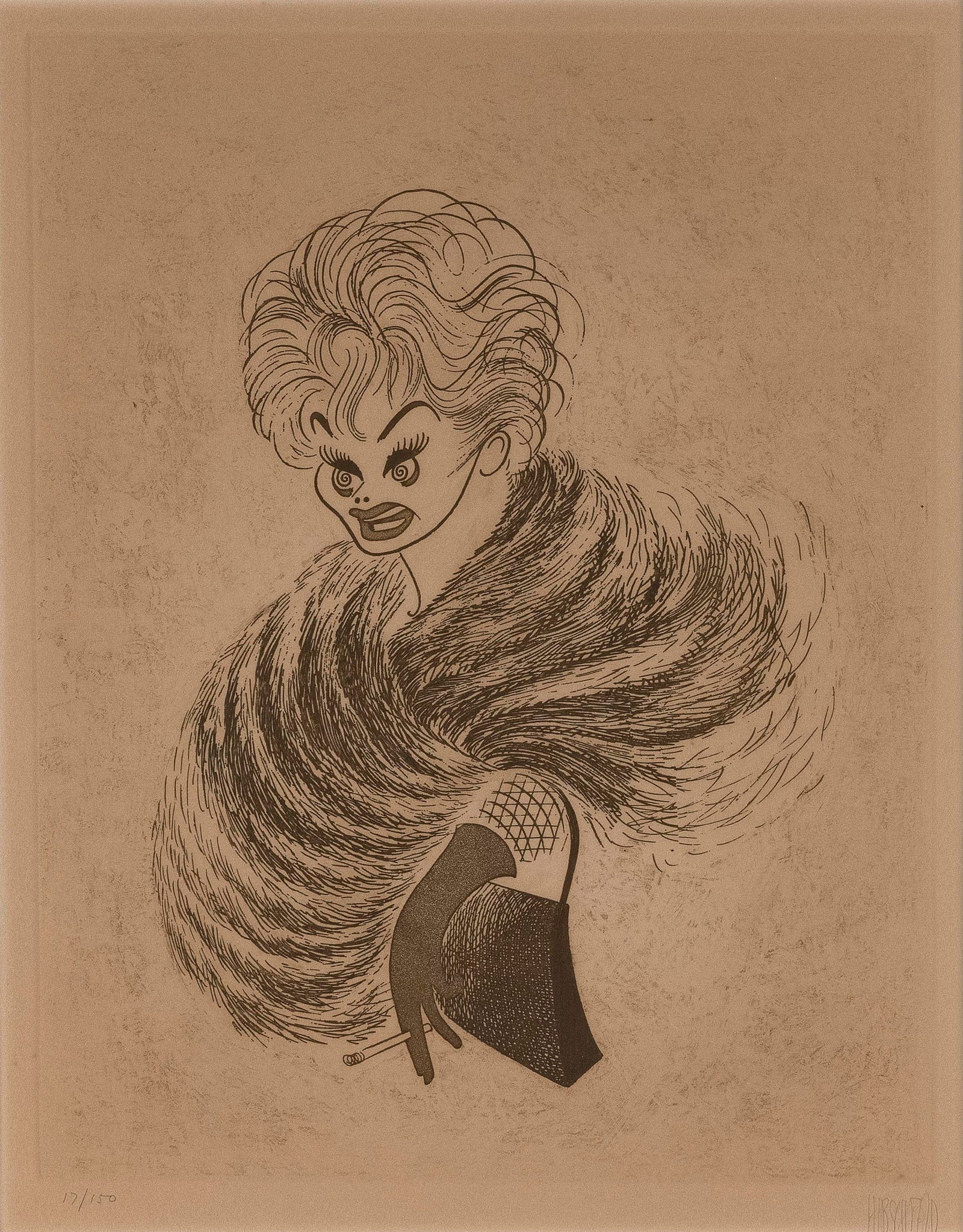 ALBERT HIRSCHFELD (New York/Missouri, 1903-2003), Lucille Ball., Etching, 14.5" x 11.25". Framed (1 of 3)