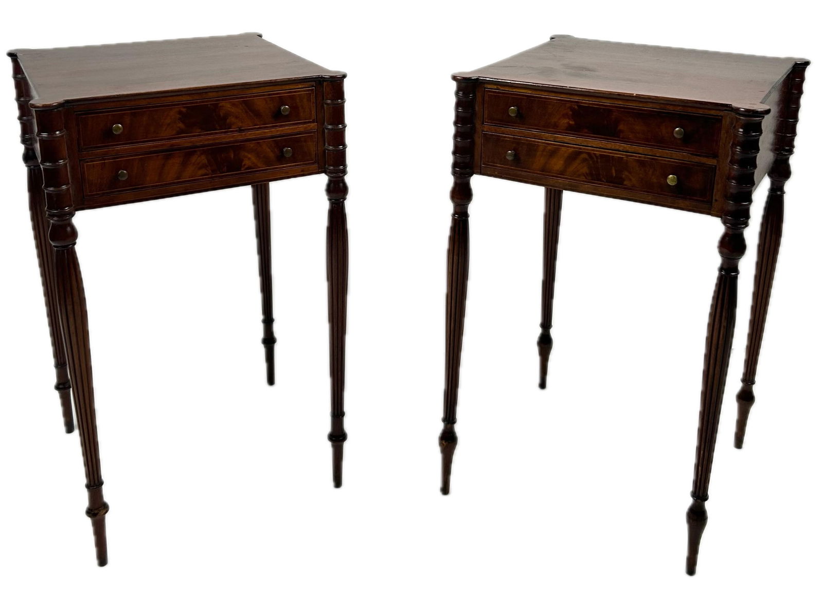 NEAR PAIR OF TWO-DRAWER STANDS 19th Century Heights 28". Widths 17". (1 of 3)