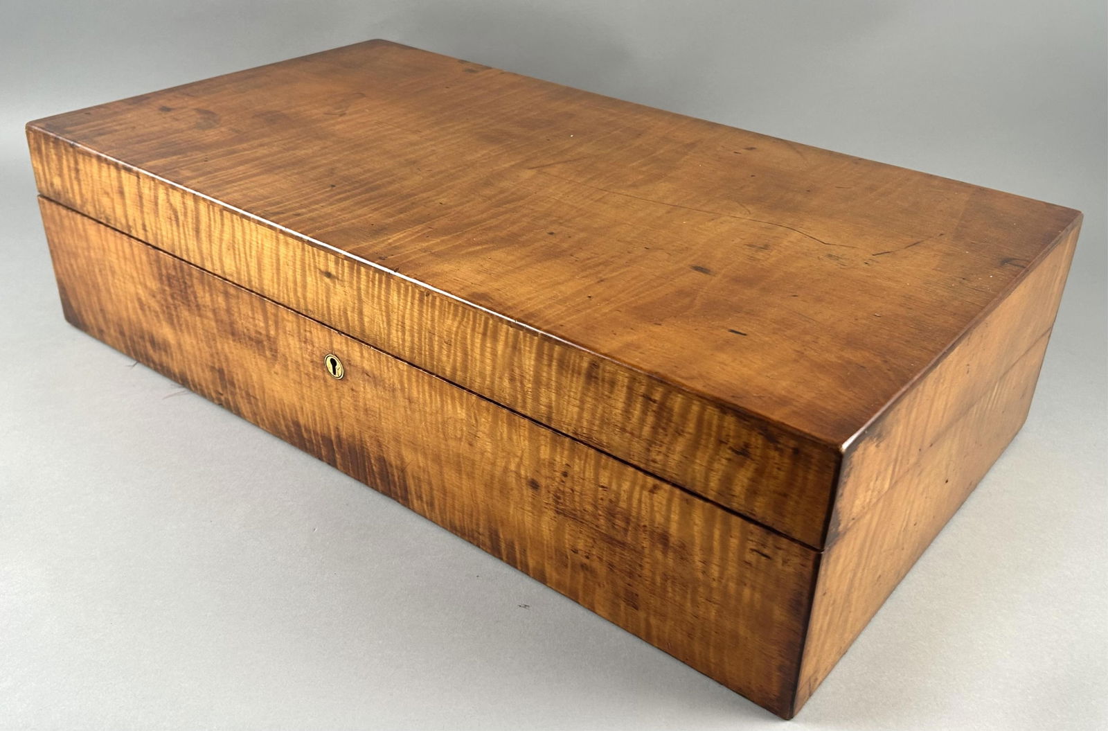 TIGER MAPLE CUTLERY BOX 19th Century Height 6". Width 24". Depth 13". (1 of 3)