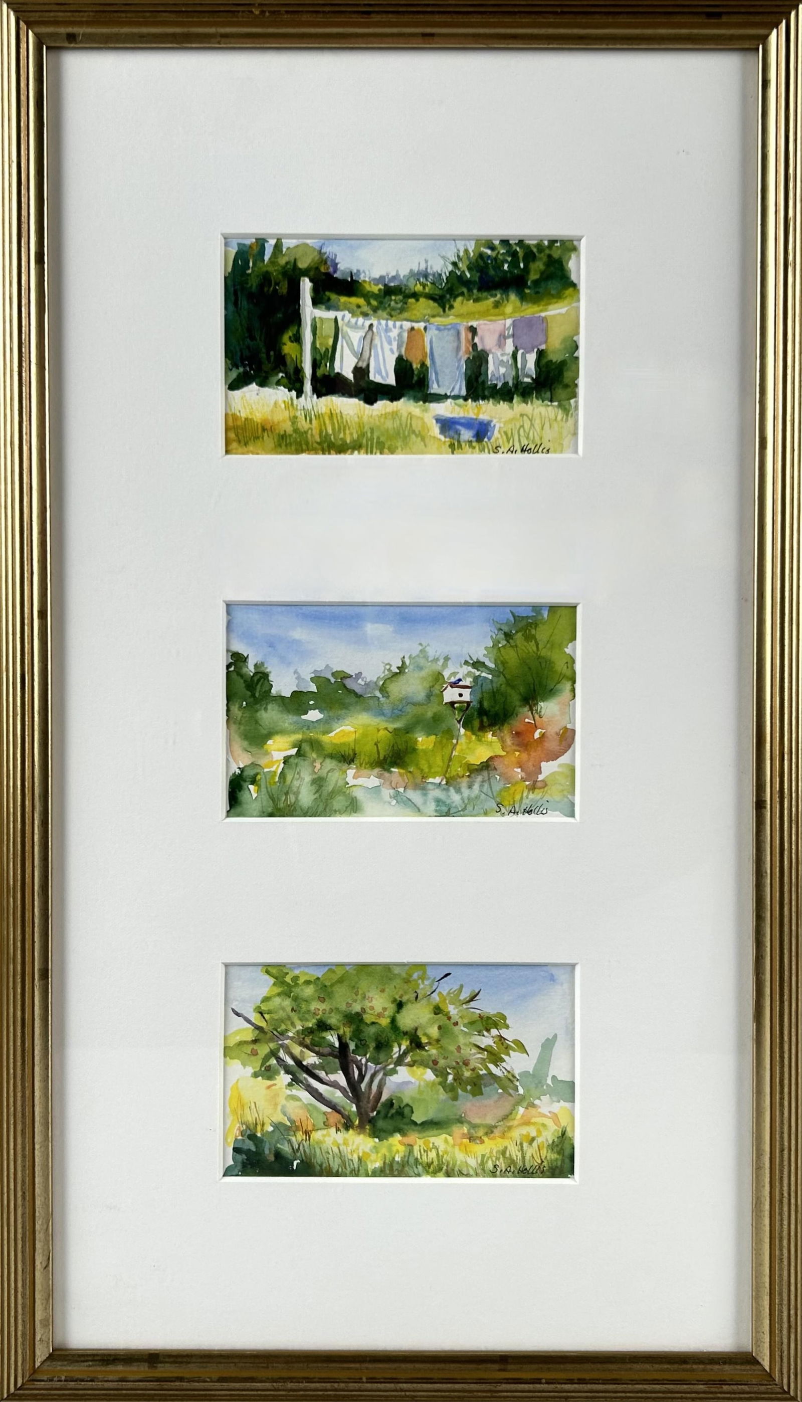 SUSAN A. HOLLIS (Maine, 20th/21st Century), Three colorful views of rural summer scenes., (1 of 2)