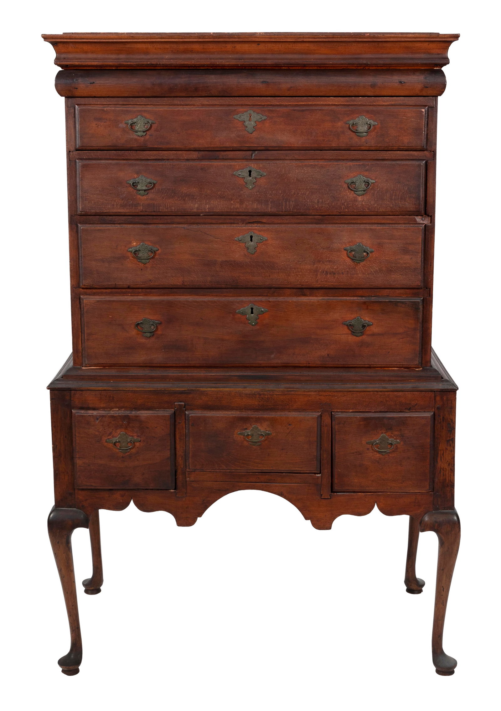 DIMINUTIVE QUEEN ANNE TWO-PART HIGHBOY Circa 1740 Height 62". Width 38". Depth 21". (1 of 5)