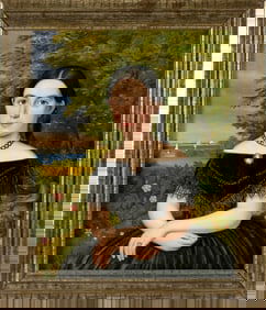 LAMBERT SACHS (Pennsylvania/Germany, 1818-1903), Portrait of a young girl with a seascape in the