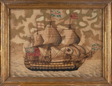 ENGLISH SCHOOL (19th Century,), Portrait of an English frigate., Watercolor, 15" x 21" sight. Framed