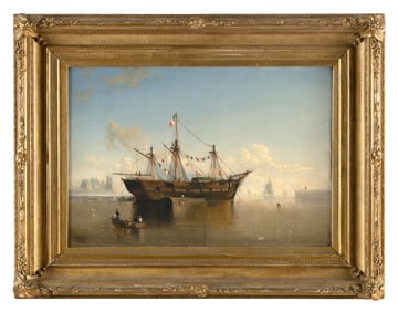 CHARLES TEMPLE DIX (New York/Italy, 1838-1873), "Hulk at Saint John's New Brunswick"., Oil on