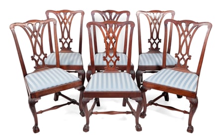 SET OF SIX CHIPPENDALE DINING CHAIRS ATTRIBUTED TO ROBERT HARROLD Portsmouth, New Hampshire, Circa