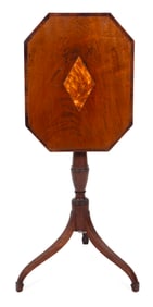 FEDERAL TILT-TOP CANDLESTAND Boston, Circa 1800 Height 30.5". Top 20.5" x 15.25".