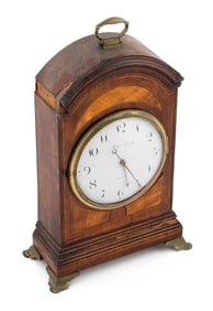 PETER TROTT MINIATURE BRACKET CLOCK Boston, Circa 1805 Height 11". Width 6.5". Depth 3".