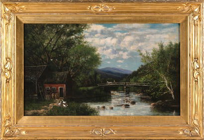 FRANK HENRY SHAPLEIGH (New Hampshire, 1842-1906), "Mount Washington & Saco River at Hiram, Maine".,