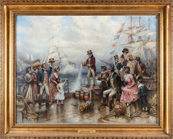 EDWARD PERCY MORAN (New York/Pennsylvania, 1862-1935), "The Opening of the Erie Canal"., Oil on