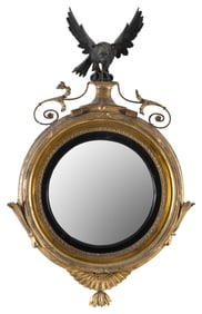 CLASSICAL CONVEX MIRROR America, Circa 1820 Height 40.5". Width 25.75".