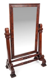CLASSICAL CHEVAL MIRROR Circa 1830 Height 62". Width at feet 39". Depth at feet 18.5".