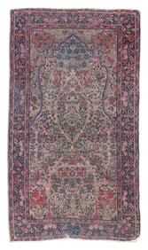LAVER KIRMAN PRAYER RUG: 2'10" X 5'2" Early 20th Century