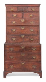 CHIPPENDALE CHEST-ON-CHEST White Valley, Central Massachusetts, Circa 1780 Height 71.5". Width