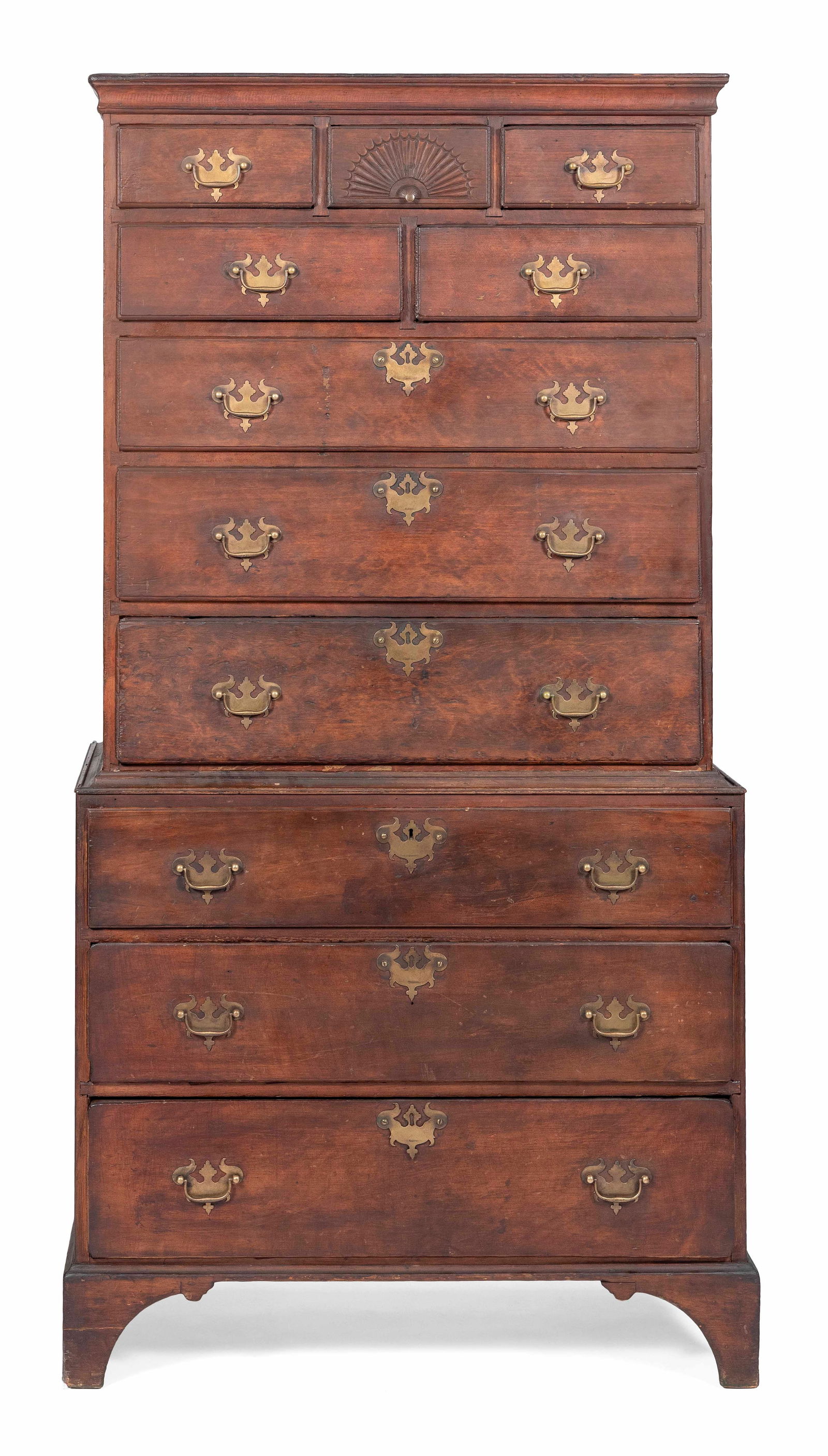 CHIPPENDALE CHEST-ON-CHEST White Valley, Central Massachusetts, Circa 1780 Height 71.5". Width (1 of 7)
