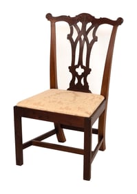 CHIPPENDALE SIDE CHAIR Circa 1780 Back height 39". Seat height 18.75".