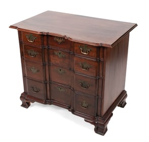 CHIPPENDALE BLOCK-FRONT CHEST Massachusetts, Circa 1780 Height 32.5". Width 36.25". Depth 23.25".