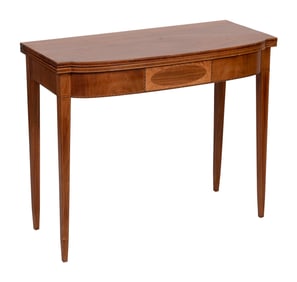 HEPPLEWHITE CARD TABLE Massachusetts, Circa 1790 Height 29.25". Width 35". Depth 16.5".