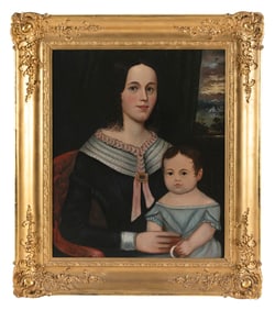 WILLIAM MATTHEW PRIOR (Massachusetts/Maine, 1806-1873), Portrait of a mother and child., Oil on