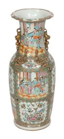 CHINESE EXPORT ROSE MEDALLION PORCELAIN BALUSTER VASE 19th Century Height 24.75". Diameter 8.75".
