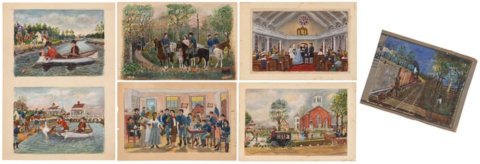 THE EZRA T. VOTEY COLLECTION OF CIVIL WAR SKETCHES Maine, 1880s-1920s Sheets from 6.5" to 16.5".