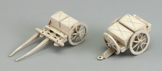 BONE CARVING OF A LIMBER AND CAISSON, BELIEVED TO BE CONFEDERATE PRISONER-OF-WAR Length 7.5".