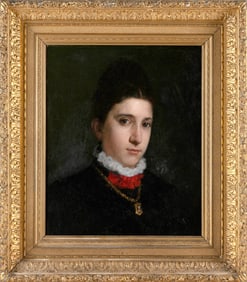 WILLIAM HENRY LIPPINCOTT (New York, 1849-1920), Portrait of a lady wearing a cameo pendant., Oil on