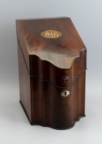 ENGLISH SHERATON KNIFE BOX Late 18th Century Height 14.5". Width 9". Depth 13".