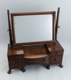 FEDERAL SHAVING MIRROR Probably New York, Circa 1830 Height 24.25". Width 23.5". Depth 8.5".