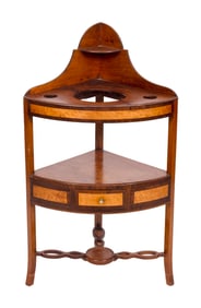 FEDERAL CORNER BASIN STAND Massachusetts, Circa 1810 Height 41". Takes a 16" corner.