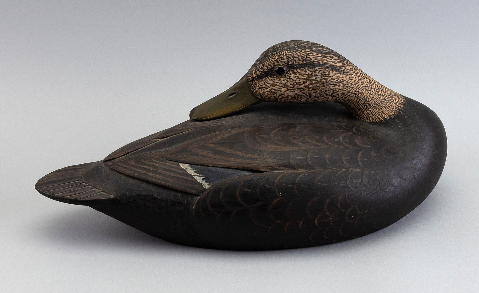 MARTY COLLINS BLACK DUCK DECOY East Wareham, Massachusetts, 1960- Length 15.5". (1 of 4)