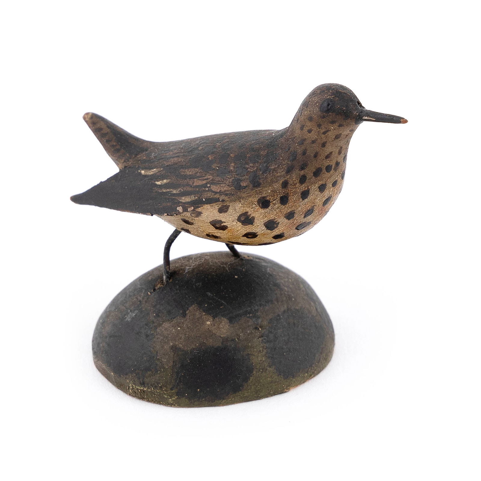 A. ELMER CROWELL MINIATURE SPOTTED SANDPIPER East Harwich, Massachusetts, 1862-1952 Height 2". (1 of 3)