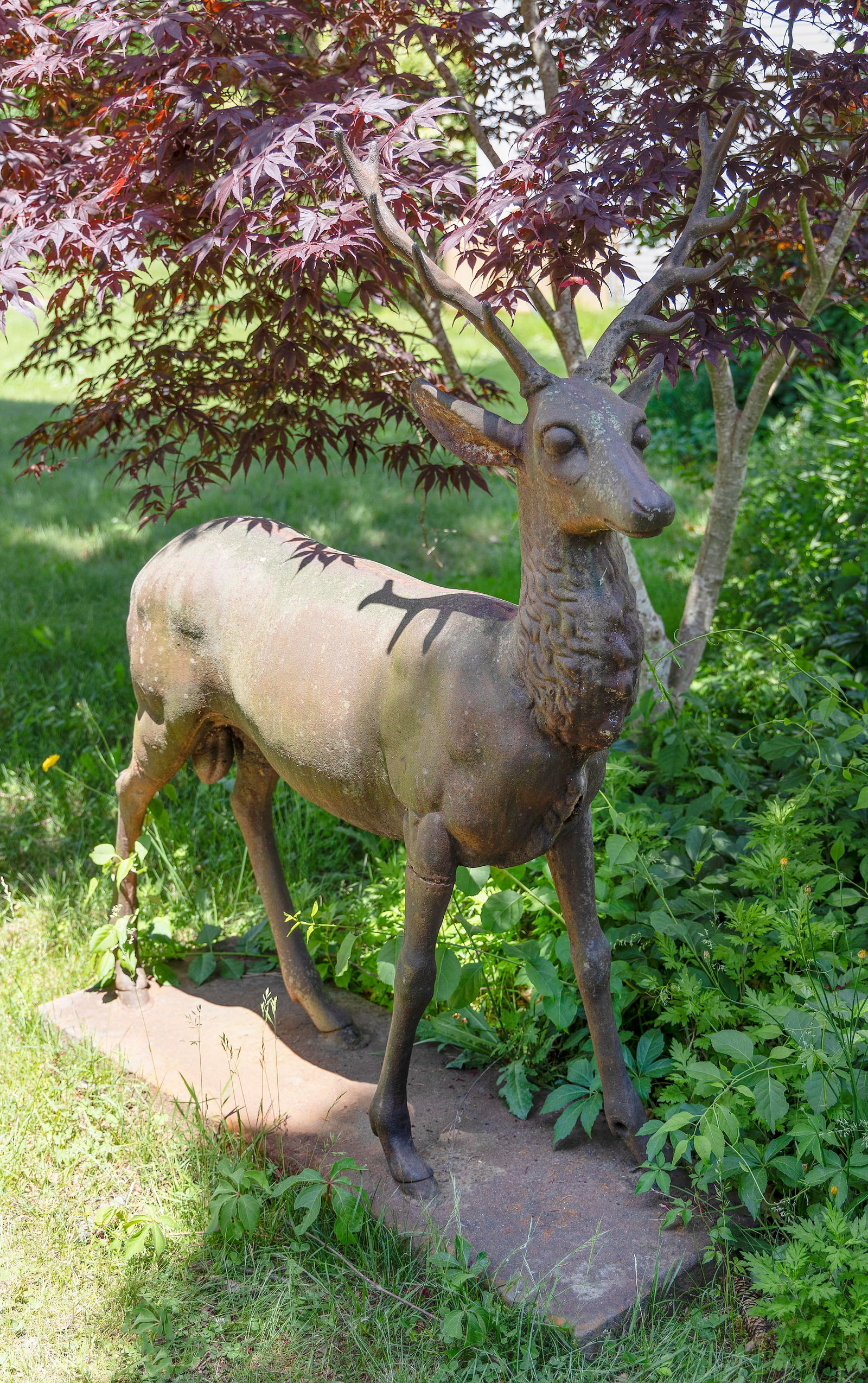 CAST IRON STAG ATTRIBUTED TO J.W. FISKE 19th Century Height 59.5". Length approx. 47.5". (1 of 2)