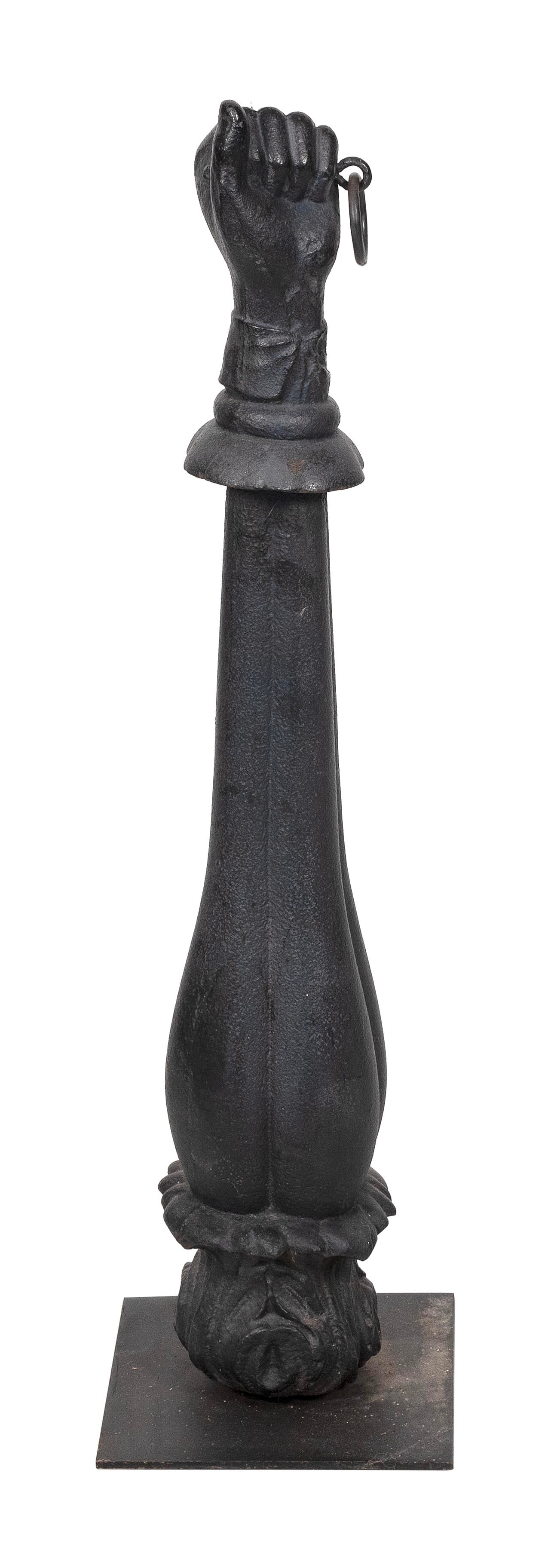 CLENCHED FIST HITCHING POST Second Half of the 19th Century Height 38". (1 of 2)