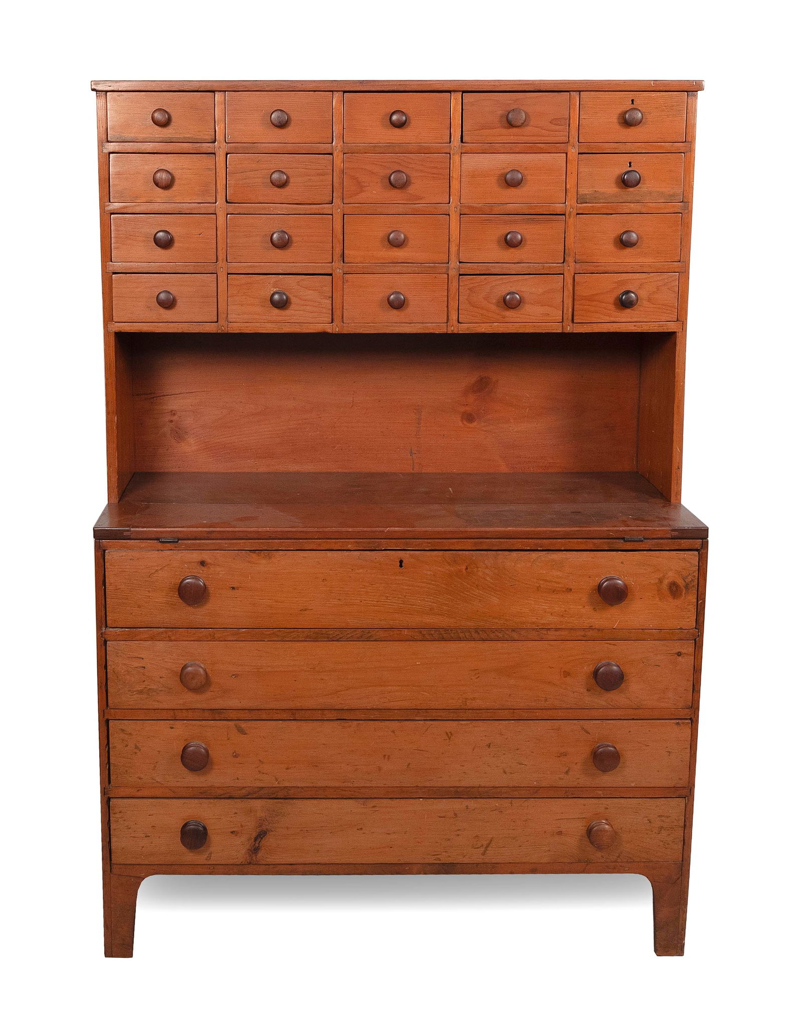 RARE SHAKER TWO-PART WORK CABINET America, 19th Century Height 63.75". Width 42.5". Depth 20.25". (1 of 3)